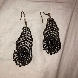 Gold feather earrings